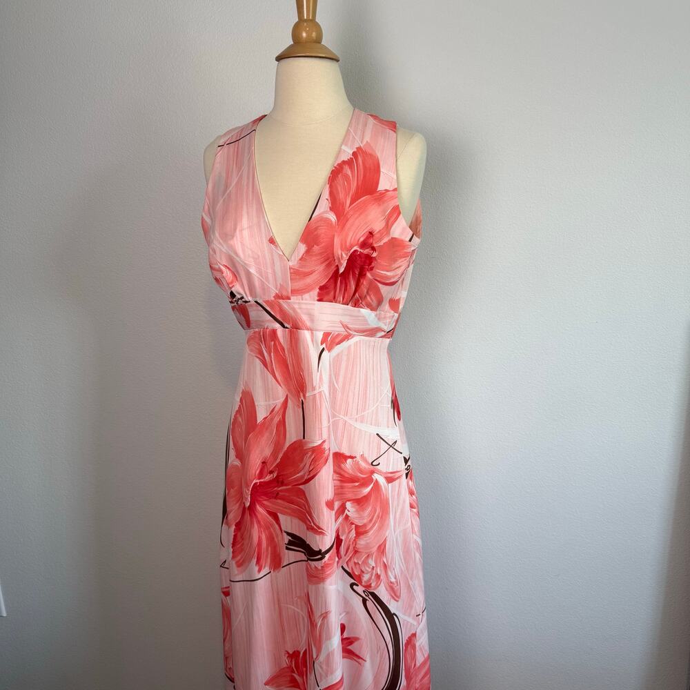 Sleeveless Pink Floral Midi Dress - Brand: - Picture 2 of 8